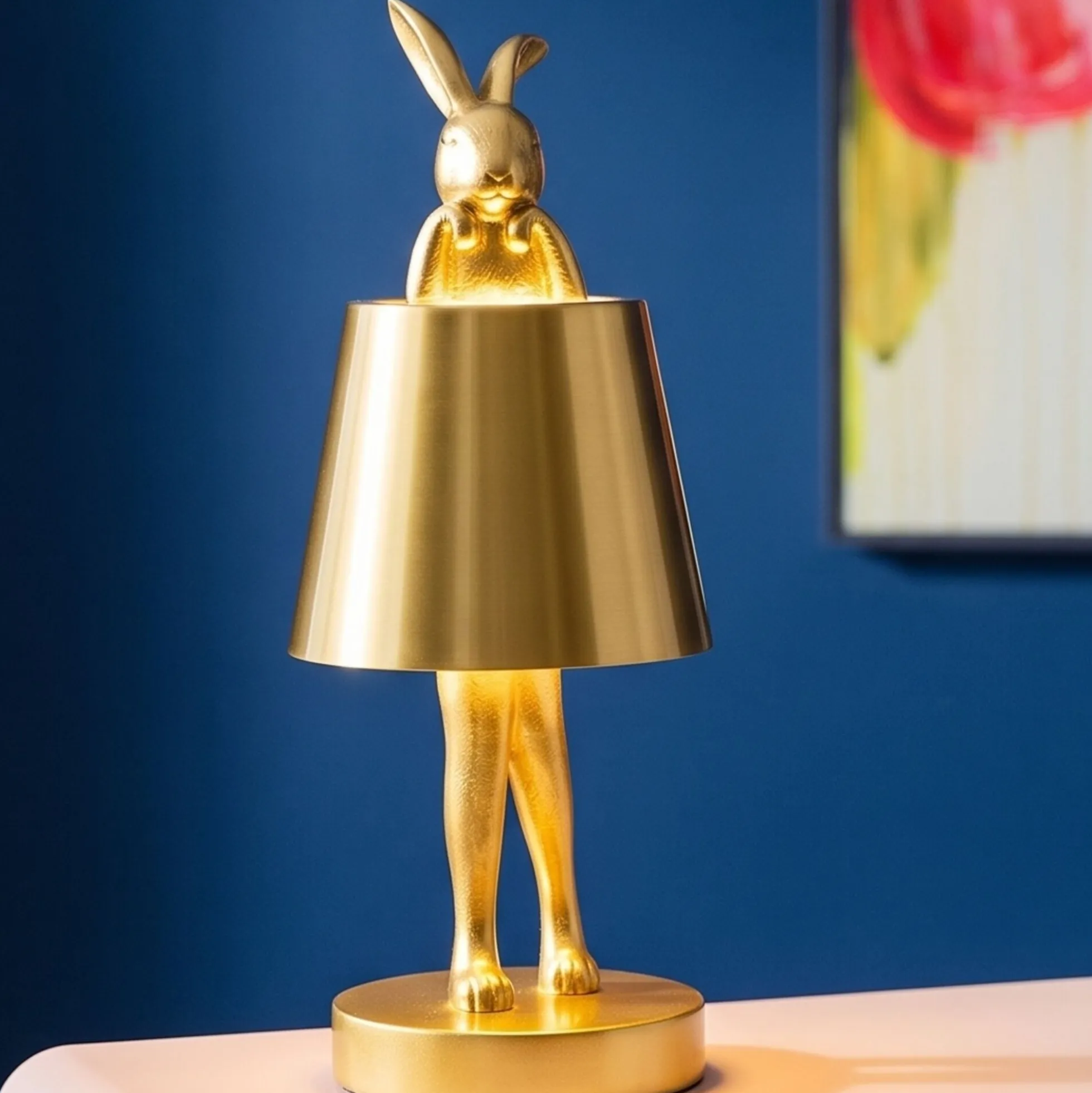 Lampa stołowa Rabbit LED 29 cm złota