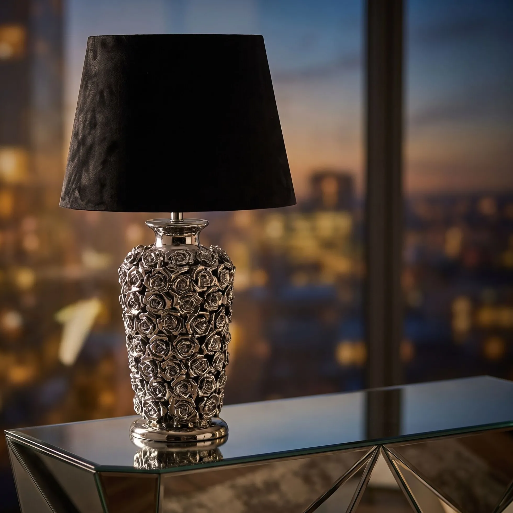 Lampa stołowa Rose Multi 33x56 cm czarno-srebrna
