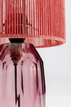 Lampa stołowa różowa szkło i tkanina 42 cm