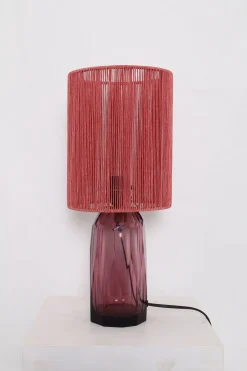 Lampa stołowa różowa szkło i tkanina 42 cm