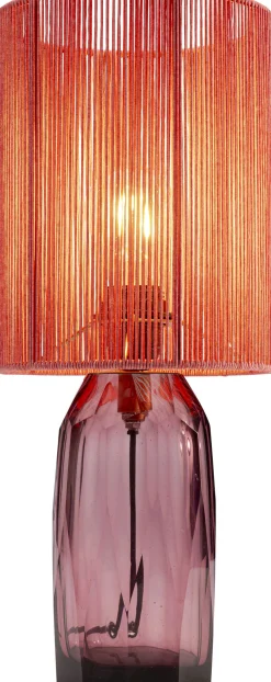 Lampa stołowa różowa szkło i tkanina 42 cm