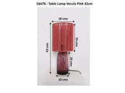 Lampa stołowa różowa szkło i tkanina 42 cm