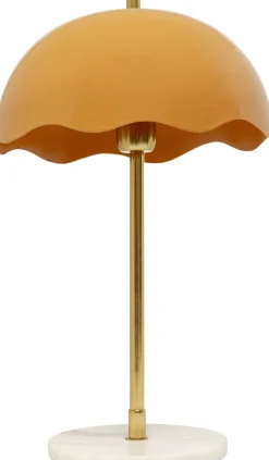 Lampa stołowa stal i marmur klosz pomarańczowy Ø30x50 cm