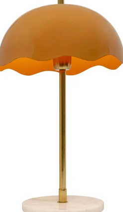 Lampa stołowa stal i marmur klosz pomarańczowy Ø30x50 cm