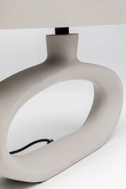 Lampa stołowa stalowa w kolorze beżowym 37x26 cm