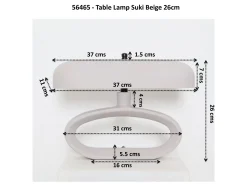 Lampa stołowa stalowa w kolorze beżowym 37x26 cm