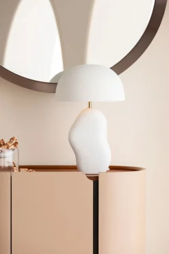 Lampa stołowa stalowa w kolorze białym 48 cm