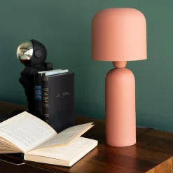Lampa stołowa ze stali czerwień terakotowa 39 cm