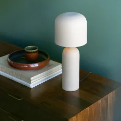 Lampa stołowa ze stali w kolorze beżowym 39 cm