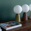 Lampa stołowa zielona klosz szklana kula Ø16x31 cm