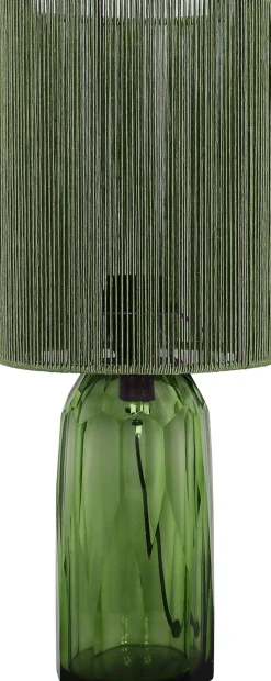 Lampa stołowa zielona szkło i tkanina 42 cm