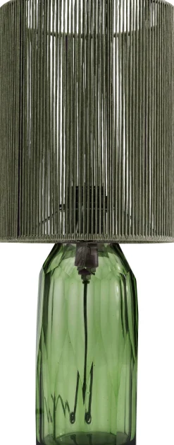 Lampa stołowa zielona szkło i tkanina 42 cm