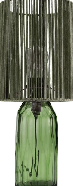 Lampa stołowa zielona szkło i tkanina 42 cm