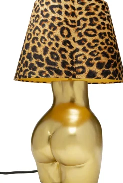 Lampa stołowa złota z abażurem w cętki motyw ludzkiego ciała Ø30x48 cm