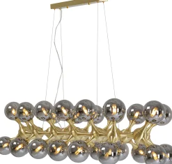 Lampa wisząca Atomic Balls 140 cm złota - klosze przydymione