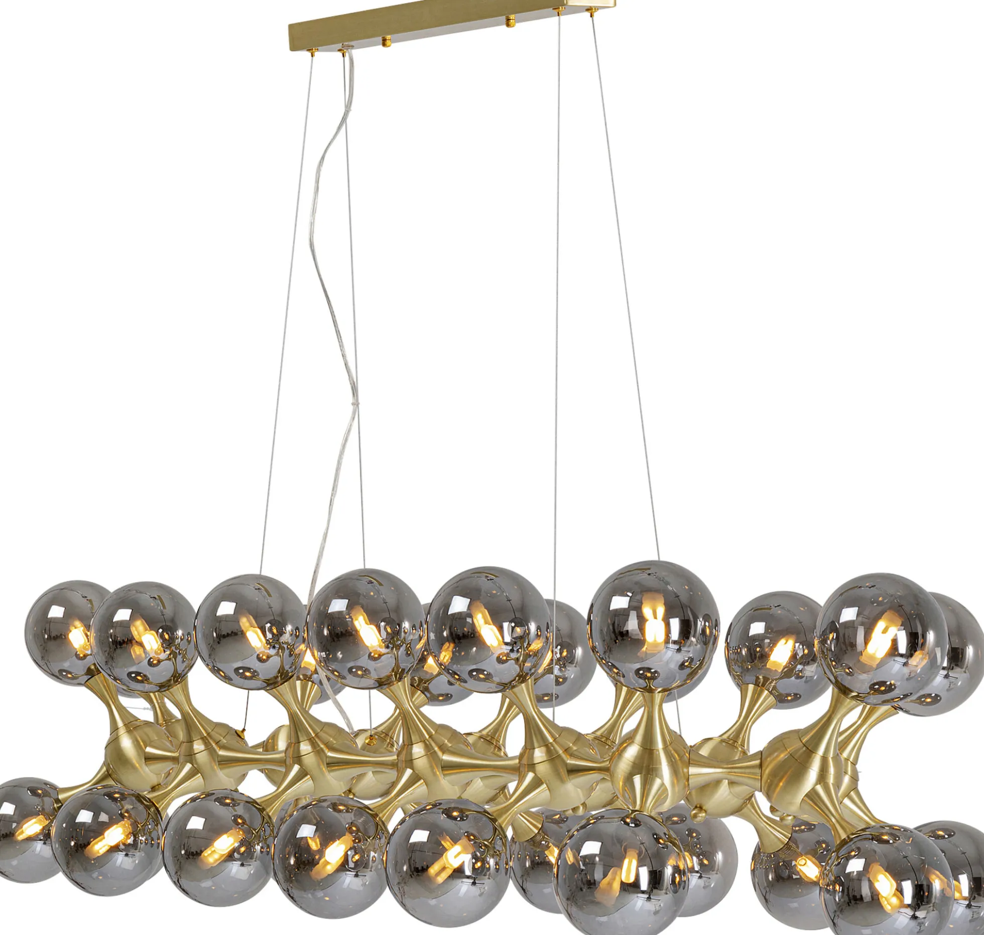 Lampa wisząca Atomic Balls 140 cm złota - klosze przydymione