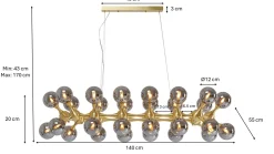 Lampa wisząca Atomic Balls 140 cm złota - klosze przydymione