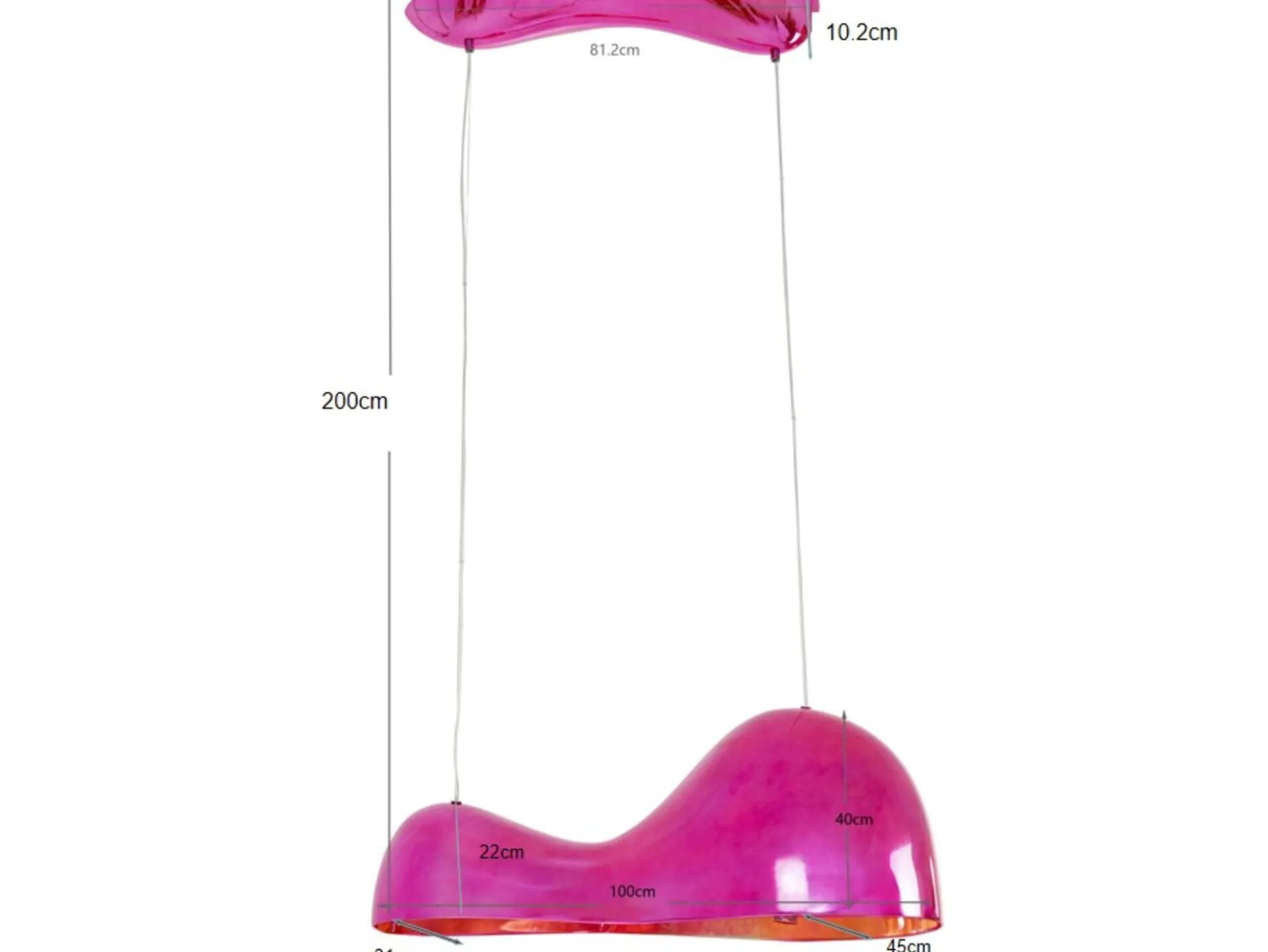 Lampa wisząca Cloud Beam Double różowa 100cm