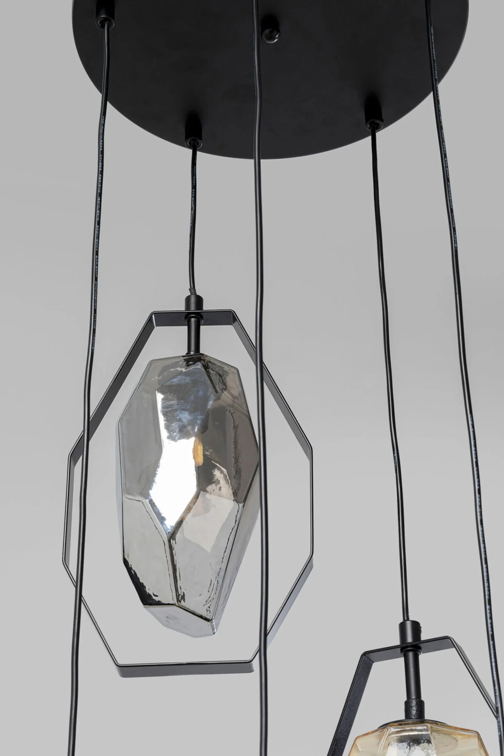 Lampa wisząca czarna klosze szklane 5xG9 Ø42 cm