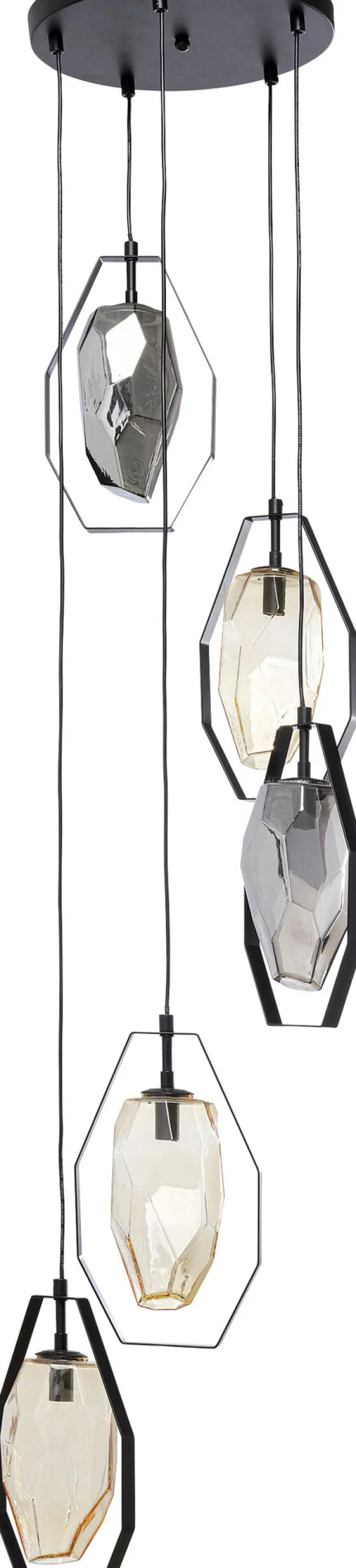 Lampa wisząca czarna klosze szklane 5xG9 Ø42 cm