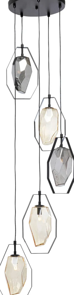 Lampa wisząca czarna klosze szklane 5xG9 Ø42 cm