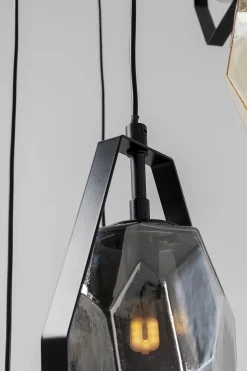 Lampa wisząca czarna klosze szklane 5xG9 Ø42 cm