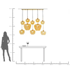 Lampa wisząca do salonu klosze bursztynowe szklane 110x160 cm