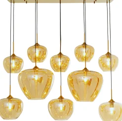 Lampa wisząca do salonu klosze bursztynowe szklane 110x160 cm