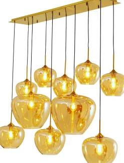 Lampa wisząca do salonu klosze bursztynowe szklane 110x160 cm
