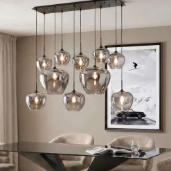 Lampa wisząca do salonu klosze przydymione szklane 110x160 cm