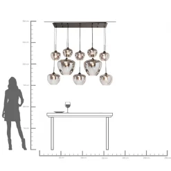 Lampa wisząca do salonu klosze przydymione szklane 110x160 cm