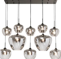 Lampa wisząca do salonu klosze przydymione szklane 110x160 cm