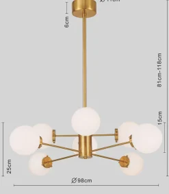 Lampa wisząca Heavenly Ø98 cm złota - klosze białe