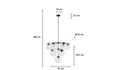 Lampa wisząca Lasmina 91x110 cm czarna - klosze szklane