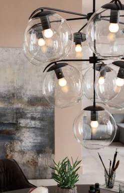 Lampa wisząca Lasmina 91x110 cm czarna - klosze szklane