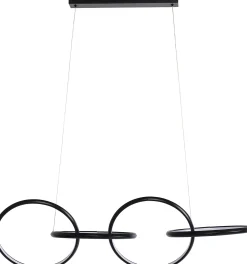 Lampa wisząca LED czarne okręgi aluminium 105 cm