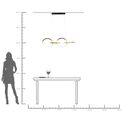 Lampa wisząca LED czarne okręgi aluminium 105 cm