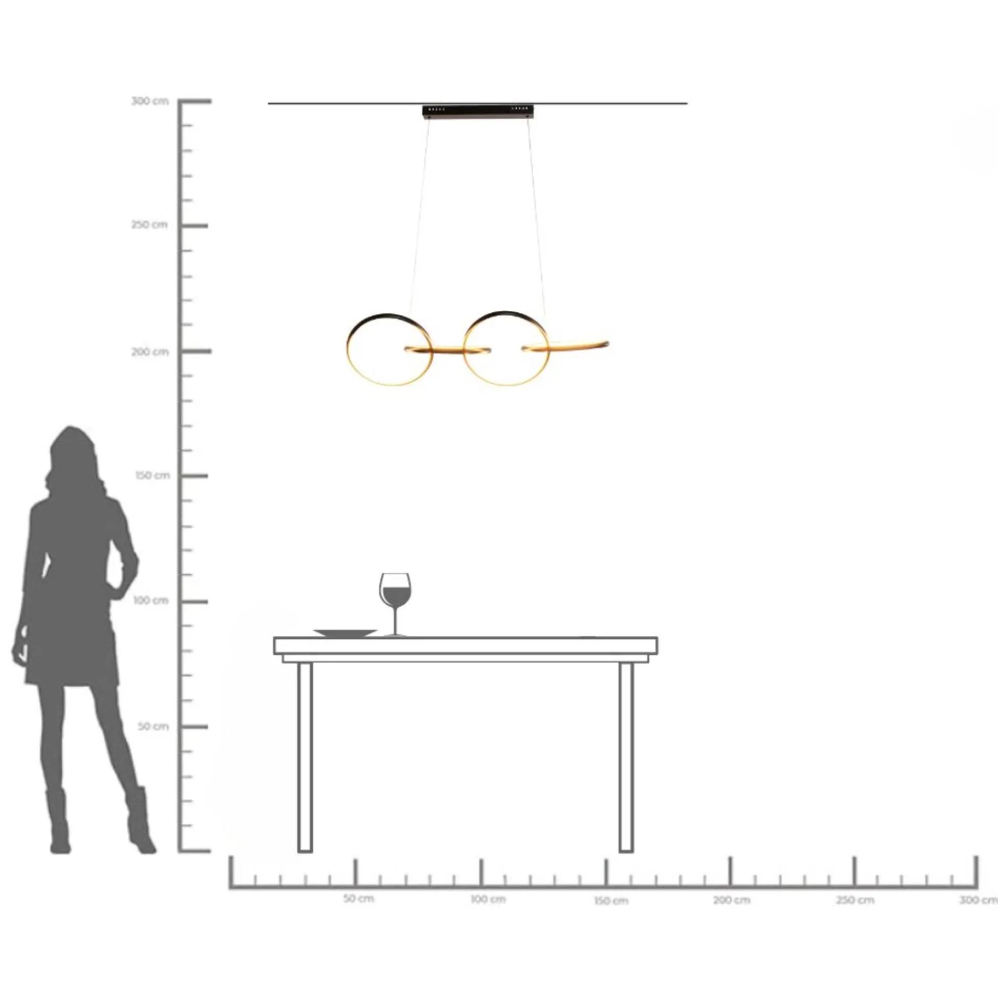 Lampa wisząca LED czarne okręgi aluminium 105 cm