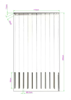 Lampa wisząca Living Vegas LED 120x200 cm chromowa
