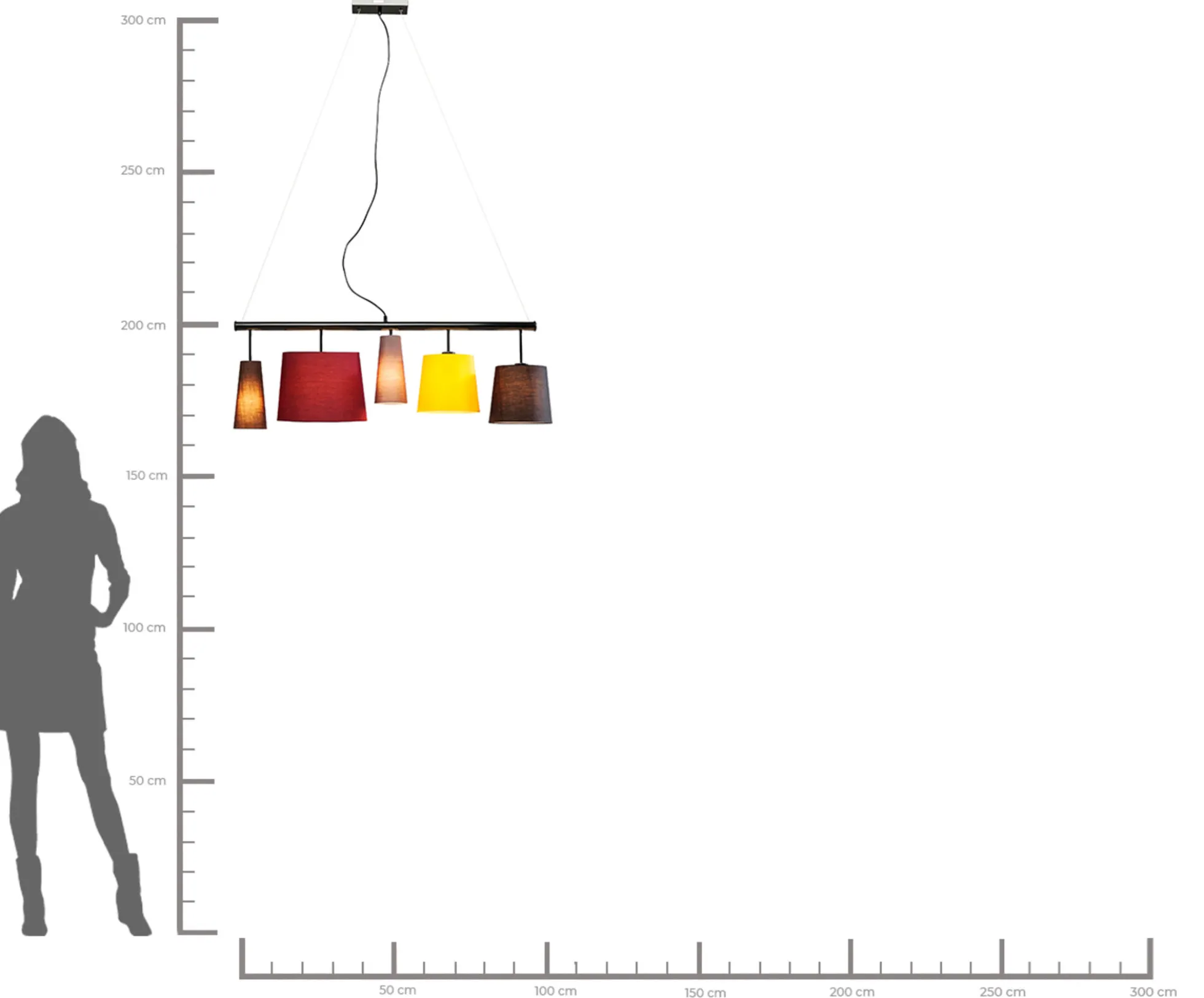 Lampa wisząca Parecchi 107x37 cm kolorowa