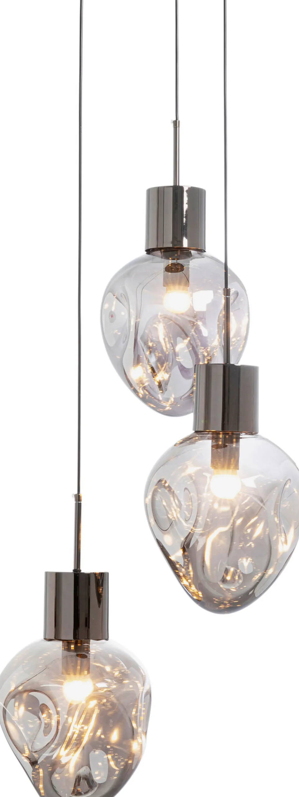 Lampa wisząca przydymiona 3L stal i szkło Ø45x160 cm
