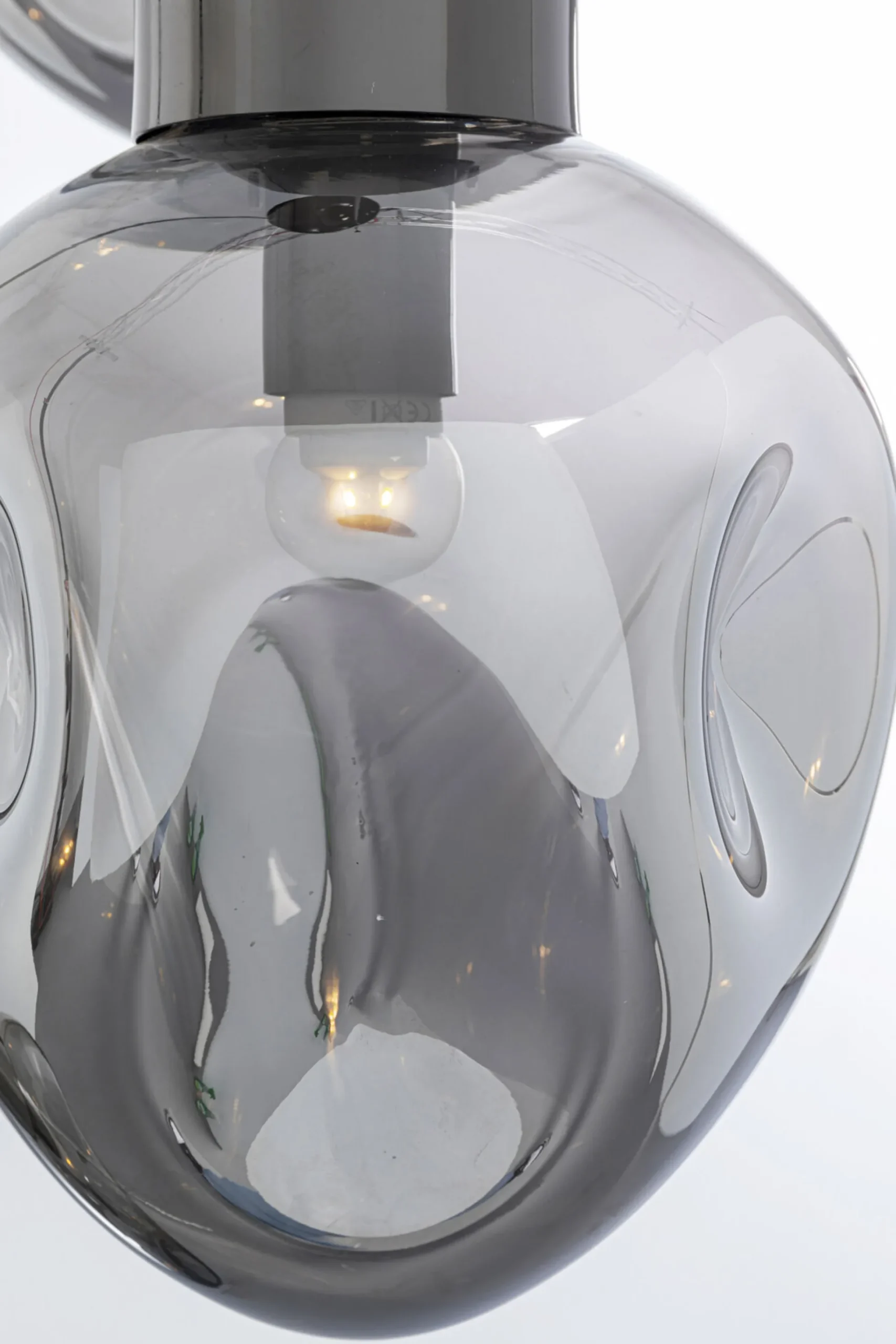 Lampa wisząca przydymiona 3L stal i szkło Ø45x160 cm
