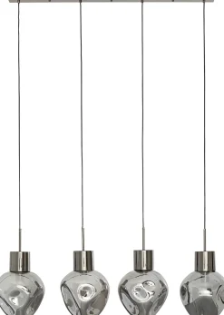 Lampa wisząca przydymiona 4L stal i szkło 110 cm