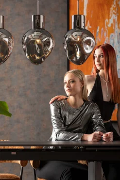 Lampa wisząca przydymiona 4L stal i szkło 110 cm
