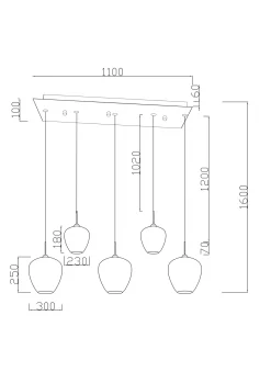 Lampa wisząca Sphere nocny niebieski Five 160cm
