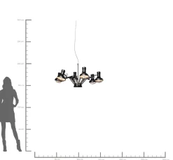 Lampa wisząca Spider Multi 6-lite 110x60 cm czarna