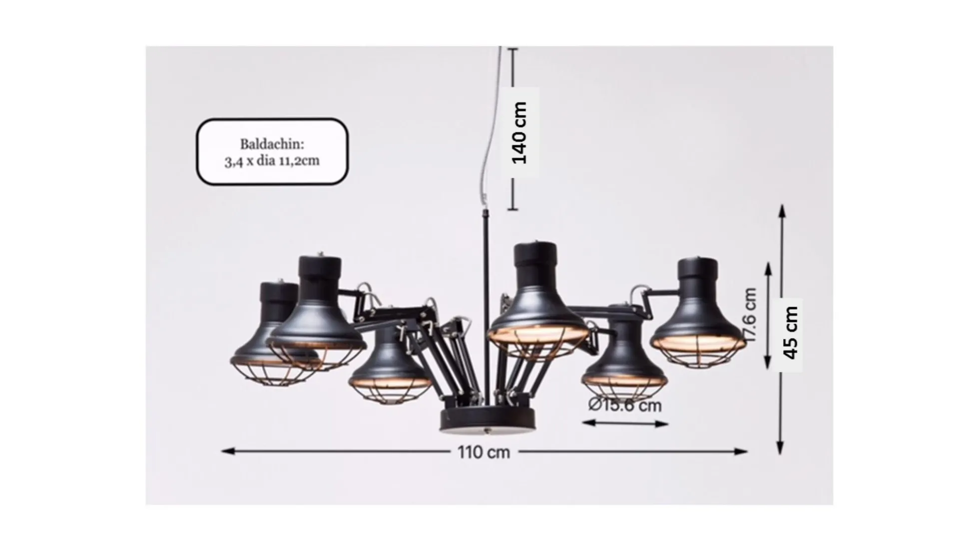 Lampa wisząca Spider Multi 6-lite 110x60 cm czarna