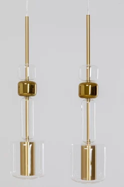 Lampa wisząca stal i szkło kolor transparentny i złoty 103x60 cm