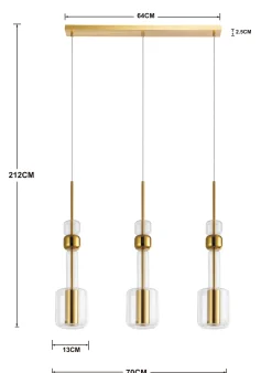Lampa wisząca stal i szkło kolor transparentny i złoty 73x60 cm