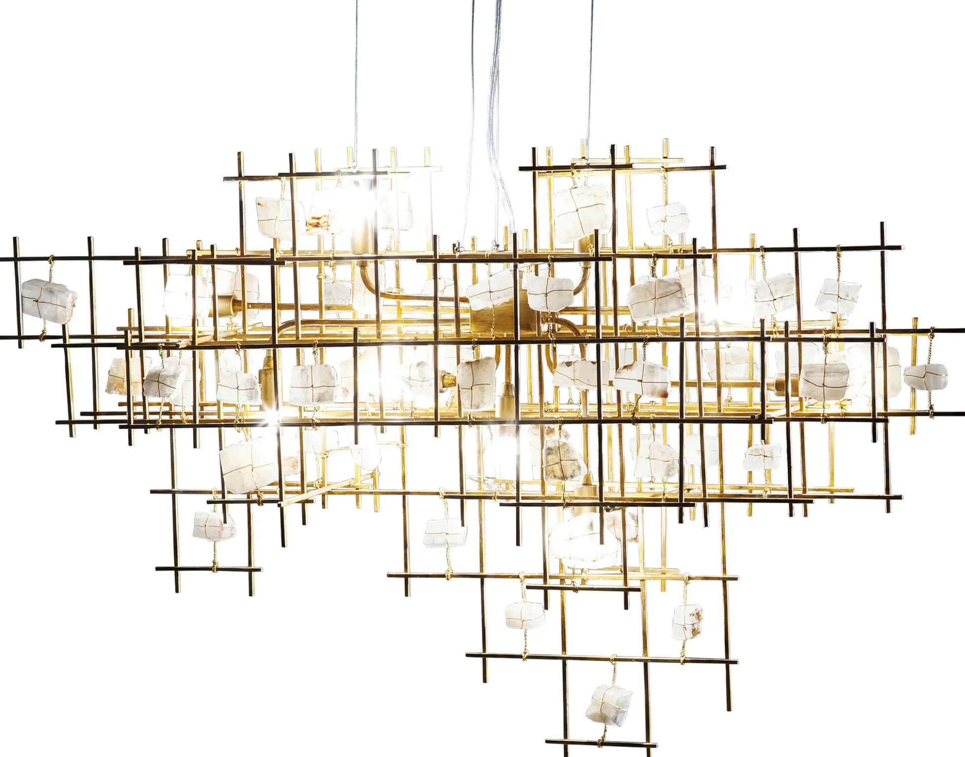 Lampa wisząca Stone Mobile 100x61 cm złota